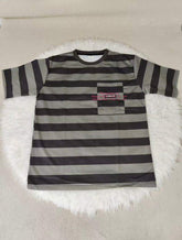 Men's Striped T-shirt with Chest Pocket Oversized Casual Short Sleeve Streetwear Tee for Men