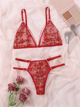 Sexy Three-Point Floral Embroidery Bra & Panty Set, Erotic Lingerie for Women