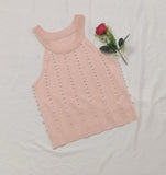 Going Out Sleeveless Knitted Women's Tanks Camis Halter Top Basic tank Top