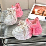 Candy Color Chaussures Femmes Thick Sole Purple Pink Green Chunky Platform Wedges Sneakers for Ladies