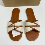 Sandales Plates New Style Casual Women's Flat Woven Slip-On Sandals - Fashionable Roman Style Buckle Strap Slippers