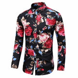 Men Paisley Print Long Sleeve Shirt Slim Fit Vintage Floral Pattern Button Shirt