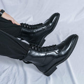 High Ankle Men Boots Lace up Closure Pointed Toe Classy Handsome Winter Boots for Men