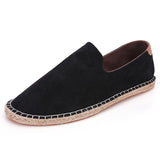 Hand-stitched Slip-on Shoes with Hemp Sole and Straw-woven Men Casual Walking Shoes