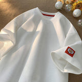 Men Loose Short Sleeve T Shirt Pixel Patch Label Crew Neck Basic Casual Streetwear Tops