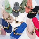 Women's Candy-Colored Diamond Summer Beach Flip Flops - Open Toe High Sandals in Soft White