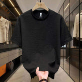 Men's Slim Fit Short Sleeve Tee Premium Bubble Fabric Texture Thin Crew Neck Casual Top for Summer