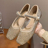 Classic Rhinestone Embellished Women's Ballerina Flat Sandals - Ideal for Work & Casual