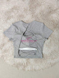 Backless Women's T-shirts Bra Pad Tops for Women Sex Appeal Short-Sleeved Tee