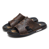 New Design High Quality Fashion Durable Slippers Comfortable Summer Pattern Cowhide Leather Sandals for Men