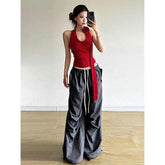 Halter Neck Sleeveless Tops Seductive Hot Girl Style Basic tank Top Plain Cropped Tank Tops