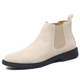 Pointed Toe Comfortable Durable Dress Shoes Men Classic Good Looking Soft Black Faux Suede Leather Flat Ankle Boots