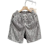 Men's Textured Plaid Casual Shorts with Elastic Waist, Drawstring and Relaxed Fit, Loose Fit Casual Drawstring Plaid Shorts