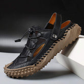Round Toe Handmade Casual Shoes Genuine Leather Upper Summer Men Beach Walk Sandals