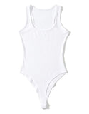 Crewneck Women's Bodysuit Slim-fit One-piece Vest Solid Crotch Top