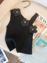 Irregularity Flower Cropped Top Summer Basic tank Top Off-the-shoulder Waistcoat