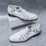 Breathable Summer Casual Shoes Buckle Strap Lightweight Fashion White Black Color Men Casual Dress Shoes