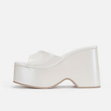 Women's Chic Slip-On Height Boosting Wedge Sandals with Chunky Platform Heels