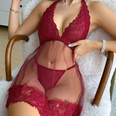 New Women's Sexy See-Through Lingerie, Mesh Lace Trim Pure Desire Erotic Sleepwear