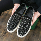 Rivet Upper Classic Design Lightweight Durable Handsome Casual Daily Men Dress Shoes Slip on
