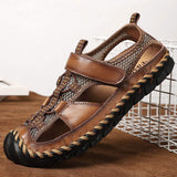 Genuine Leather Materials Hard Wearing Summer Beach Casual Shoes Leather Sandals for Men