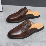 Summer Breathable Cool Fashion Slippers Pu Leather Dress Loafers Comfortable Men Casual Half Shoes