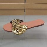 Premium Women's Leather Flat Sandals - Stylish Thong Bow Square Toe Design for Ladies