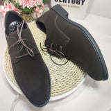 Low Cut Casual Classic Wedding Shoes Business Formal Lace-ups Durable Men Faux Suede Leather Shoes