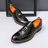 Latest Design Pointed Toe Good Looking Formal Dress Shoes Durable Tassel Loafers for Men