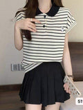 Knitted Women's T-shirts Simple Short Sleeve Top Classic Graphic Tee