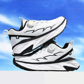 Men's Blank White Black Athletic Running Shoes with Closure System for Comfortable Sports Performance