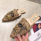 Elegant Rhinestone Loafer-Style Women's Flat Sandals - Summer Collection for Ladies