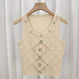 Ice Silk Cropped Top Slim-fit Sleeveless Tops Colorful Women's Tanks Camis