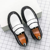 Round Toe Formal Slip on Height Increasing 4cm Wedding Footwear Hard Wearing Handsome Men Patent Leather Dress Shoes
