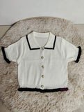 Ice Silk Short Knit Cardigan Short Sleeve Ice Silk Polo Shirt Knitted Short-sleeved Blouse