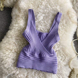 Slim-fit tank Top Knitted Camisole Spaghetti Strap Going Out Tops
