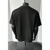 2026 Summer Men's Deconstructed T-shirt Button Detail Oversized Streetwear Short Sleeve Tee
