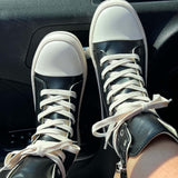 Unisex US12 Durable Zapatos Dama Canvas Platform Lace up Outdoor Footwear High Top Canvas Sneakers Women's Casual Shoes