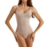 Women Adjustable Spaghetti Strap V Neck Shapewear Bodysuit Open Crotch Tummy Control Seamless Body Shaper Jumpsuit
