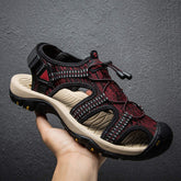 Knitted Breathable Casual Outdoor Shoes Classic Red Color Durable Men Fashion Flat Beach Sandals