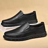 Round Toe Cowhide Material Slip on Durable Fashion Walking Casual Loafers Comfortable Genuine Leather Shoes for Men