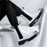 Versatile British Style High Top White Color Chelsea Chimney Boots Winter PU Leather Working Boots for Men