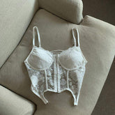 Girl Erogenous Chest Pad Sling Beautiful Back Short Sexy Women's tank Top Female Summer Slim Lace Camsole