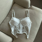 Girl Erogenous Chest Pad Sling Beautiful Back Short Sexy Women's tank Top Female Summer Slim Lace Camsole