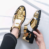 Buckle Strap Gold Brown Black Casual Summer Outdoor Breathable Flat Sandals Durable Hot Selling Casual Gladiator Sandals for Men