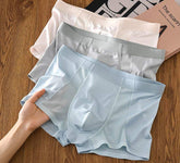 Men's Ultra-Thin Breathable Ice Silk Boxer-Style Underwear for Summer Mid-Rise Hollowed-Out Design Men's Underpants