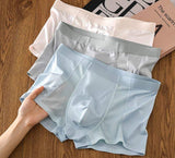 Men's Ultra-Thin Breathable Ice Silk Boxer-Style Underwear for Summer Mid-Rise Hollowed-Out Design Men's Underpants