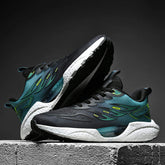 Breathable Gradient Color Flame Pattern Athletic Shoes with Ergonomic Arch Support for Men Women Sports Casual Wear