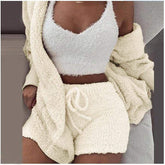 Plus Size Pajama Sets for Women Adult Sexy Plush Vest Shorts Breathable Solid Pattern