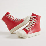 Leather Pink Zapatos Dama Canvas Platform Lace up Outdoor Footwear High Top Boots Sneakers Women's Casual Shoes